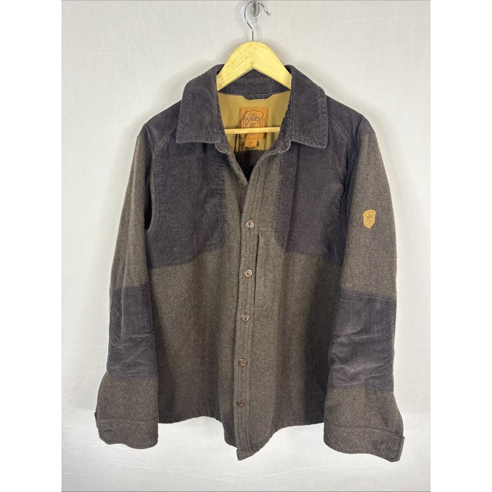 Eddie Bauer Wool Nylon Barn Jacket Men’s M Brown Corduroy Trim Button Front
